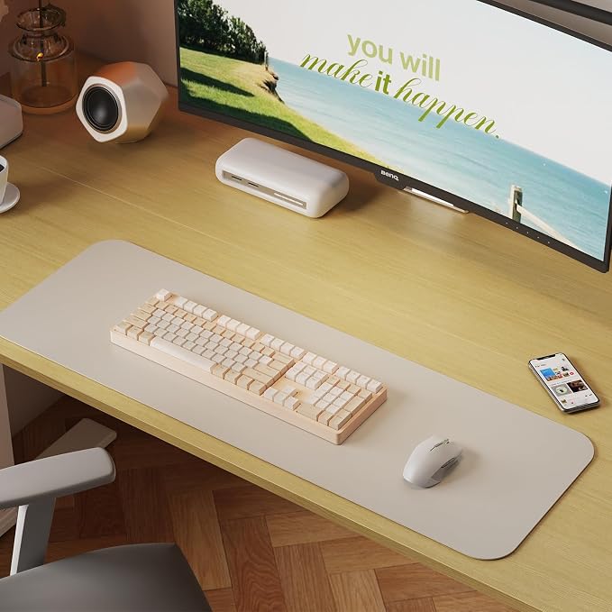WALKINGDESK 40x24 Inches Height Adjustable Electric Standing Desk with 2 Hooks for Home Office, Ergonomic Sit Stand up Desk with Splice Board, Oak