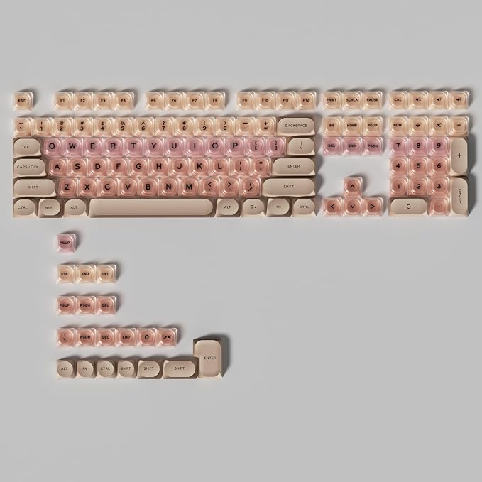 Guffercty kred HOA Profile Keycaps Set 132 PCS - PBT Cute Keycaps 75 Percent Compatible with Cherry MX Switch 60% 65% 75% 100% Mechanical Keyboards for Gaming & Office (Beige Liquid Foundation)