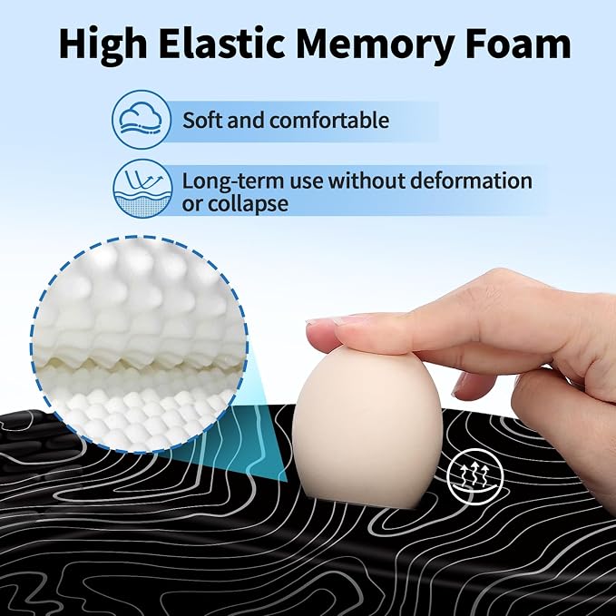 YIWEI Ergonomic Mouse Pad with Wrist Rest - Comfortable Office Mousepad with Memory Foam Wrist Support for Carpal Tunnel Relief, Mouse Pads with Non-Slip Base for Gaming and Home (Topographic Map)