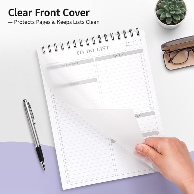 To Do List Notepad Notebook for Work 8.5"x11"Undated Daily Planner | Checklist Note Pad with Schedule, Task Tracker, Stay Organized, Office Supplies & Desk Accessories, 52 Tear-Off Sheets, Gray