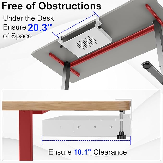 BYMECOST No Drill Under Desk Laptop Mount, Metal Under Desk Storage Shelf | Laptop Storage Tray for Macbook, Mac Mini, Controllers and Cables, Anti-scratch Silicone, fits Office, Gaming, Workstations
