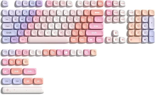 Keymatic PBT Keyboard Keycaps 126 Keys MOA Profile Cute Keycap Custom 60 65 75 100 Percent for Cherry MX, Outemu, Gateron Mechanical Keyboards(Only Keycap Set)