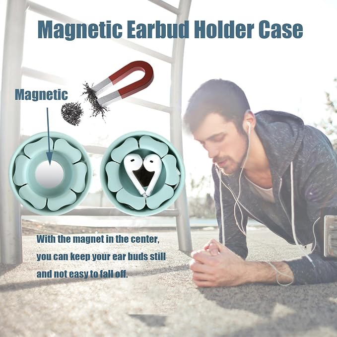 MAIRUI Wired Earbud Case Earphone Headphone Cord Organizer Earbuds Wrap Soft Silicone Magnetic Holder Storage Tangle Free Cable Winder(Baby Green)
