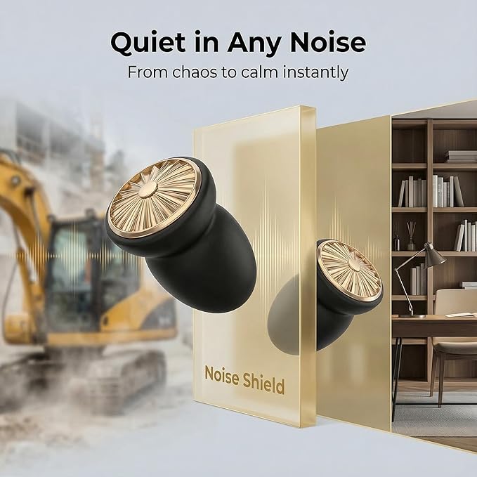 2026 airbag Type Noise reducing Silicone earplugs, Reusable earplugs for Sleep Noise Reduction, Music Concerts, Motorcycles, Travel and Hearing Protection 48dB -8 XS/S/M/L earplugs (Black Gold)