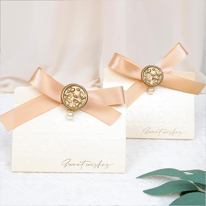 UNIQOOO Wax Seal Stickers - 3D Magnolia Wedding Invitation Envelope Botanical Seal Stickers, 100 Pcs Self-Adhesive Antique Gold Stickers, Perfect for Invitation, Christmas, Gift Wrapping, Party