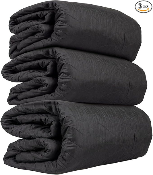 US Cargo Control 96" x 80" Extra Large Sound Dampening Blankets with Grommets (3-Pack), Light Blocking Acoustic Blankets for Wall Hanging and Studios, Machine Washable, 12LBS