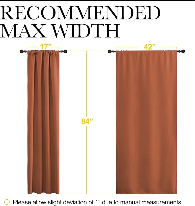 NICETOWN Blackout Curtains and Drapes - Thermal Insulated Solid Rod Pocket Blackout Draperies/Panels (Burnt Orange, 1 Pair, 42 by 84 inches)