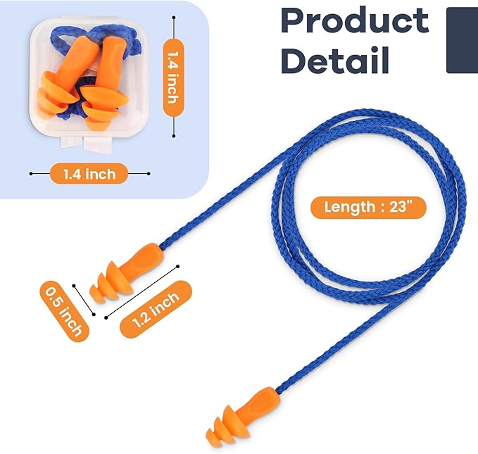 Ear Plugs for Shooting, Silicone Corded Ear Plugs for Noise Reduction, 10 Pairs with Case for Gun Range, Sleep, Swimming, Motorcycle