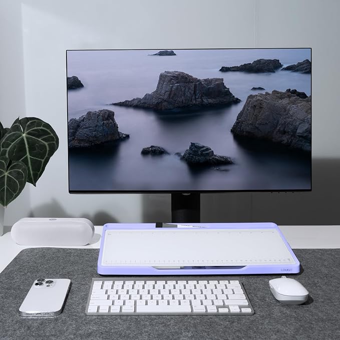 LOUKIN Magnetic Desktop Calendar Whiteboard & LOUKIN Glass Desktop Whiteboard (Purple)