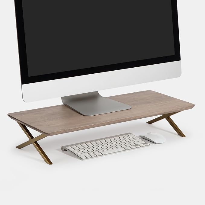 Anji Mountain Monitor Stand - Desktop Organizer & Laptop Riser, Ergonomic Monitor Riser, Space-Saving Monitor Stand for Desk, Durable Construction, Easy Assembly, Ideal for Home & Office,Biscotti