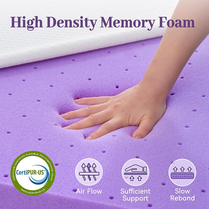 SINWEEK 3 Inch Gel Memory Foam Mattress Topper Twin Size, Ventilated High Density Pad for Back Pain, Bed Topper with Removable Soft Cover, CertiPUR-US Certified…