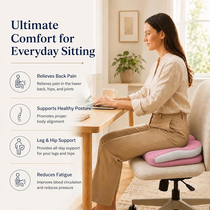 Seat Cushions for Office Chairs Wheelchair Cushion for Long Sitting Back Pain，Memory Foam Seat Car Computer Desk Chair Cushion，Coccyx Cushion for Tailbone Pain Relief Cushion Office Chair Butt Pillow