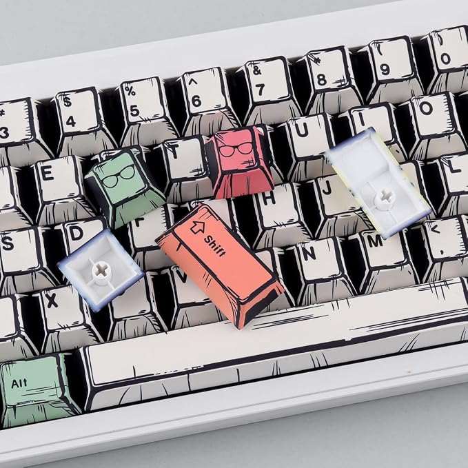 Tsungup Manga PBT Keycaps,150 Keys Japenese Anime Style Keycap Set Cherry Profile Dye-sub Custom Keycaps Keyboard Key caps for 60%, 65%, 75%, 100% Mechanical Keyboards