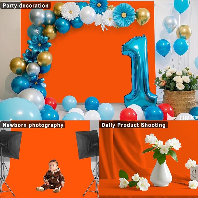 Orange Backdrop for Photoshoot, Professional Photo Backdrop Background Curtain for Product Photography, Portraits, Wedding, Party, Live Streaming Video Recording 10X20 FT