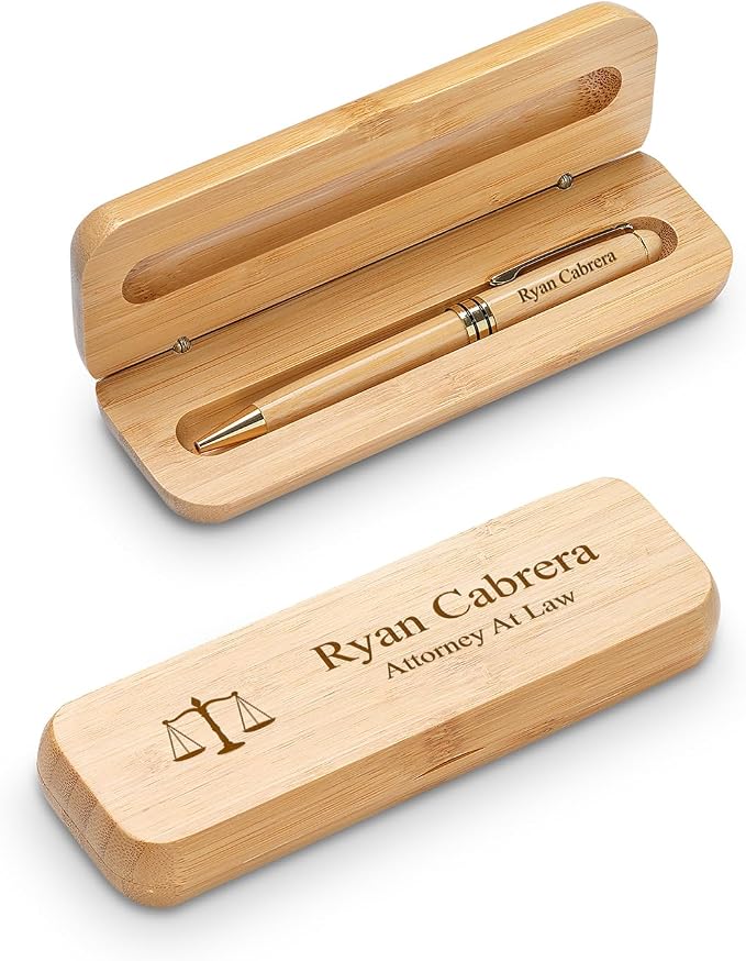 Executive Gift Shoppe | Lawyer Theme Laser Engraved Bamboo Pen and Box Set
