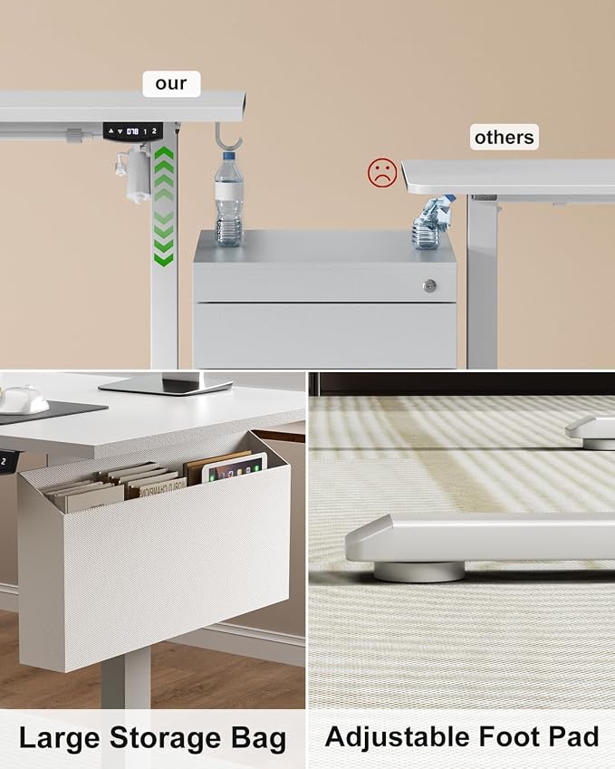 Korfile 63" L Shaped Standing Desk Height Adjustable Memory Presets White | Reversible Corner Desk, Ergonomic Sit to Stand, for Home Office, Work and Study, Weight Capacity 180lbs