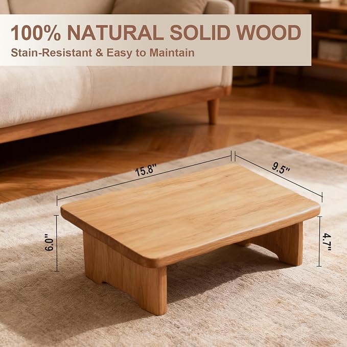 Solid Wood Under Desk Footrest Foot Rest for Under DEST at Work Ergonomic Foot Stool Improves Posture and Circulation, Chair Footrest for Leg Rests 350lbs Capacity for Home Office
