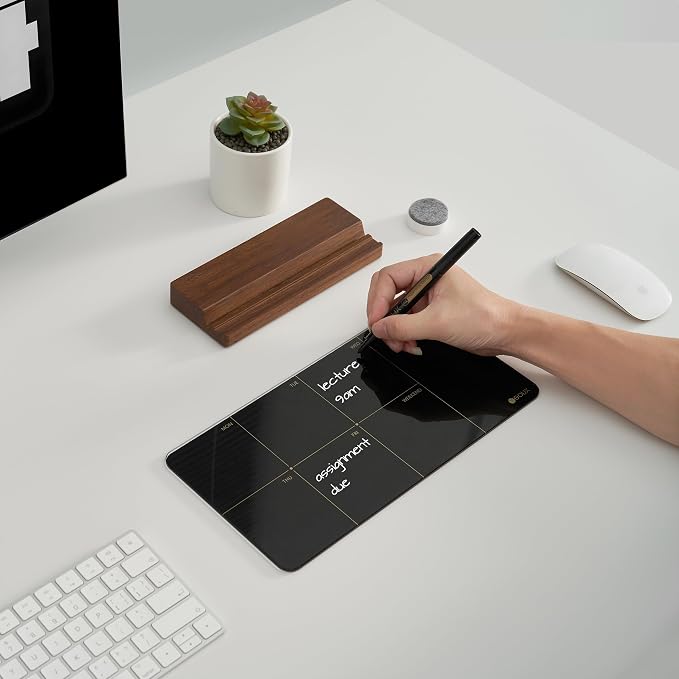 Desktop Black Glass Weekly Planner Dry Erase Whiteboard with Detachable Wood Stand,Small Portable Week Calendar to Do List White Board 12x6 for Office, Home, Schools, Marker&Eraser Included, Yeoux | Detachable Wood Stand, Small Portable, Week Calendar ...