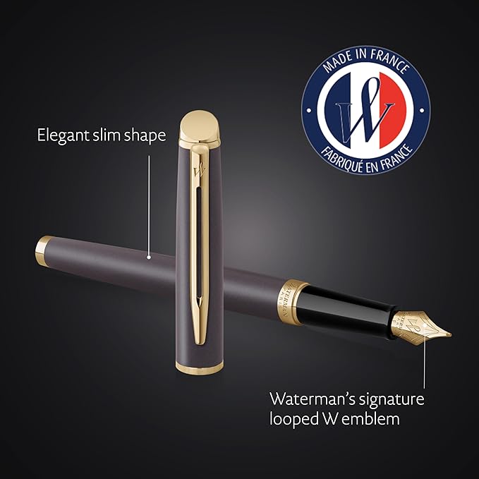 Waterman Hémisphère Fountain Pen | Lava Black (The Understated Edit Collection) | Medium Nib with Blue Ink | Gift Box
