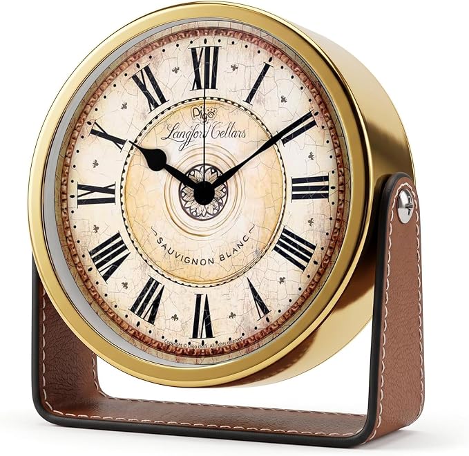 Analog Alarm Clock - 4.5" Silent Non Ticking Small Clock with Light, Rotatable Stand Metal Desk Clock Battery Operated, Simple Design for Living Room Decor/ Bedroom/Bedside/Shelf (Gold & Roman)