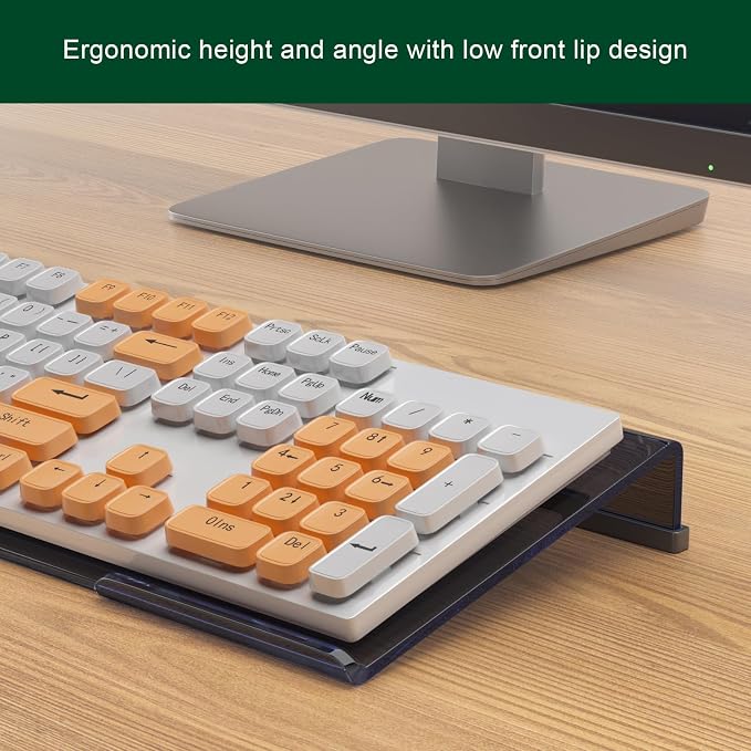 Computer Keyboard Stand Holder - Ergonomic Acrylic Keyboard Stand for Desktop Comfortable Keyboard Tray Riser with Silicone Anti-Slip Strip for Home School Office Desk Accessory, Black