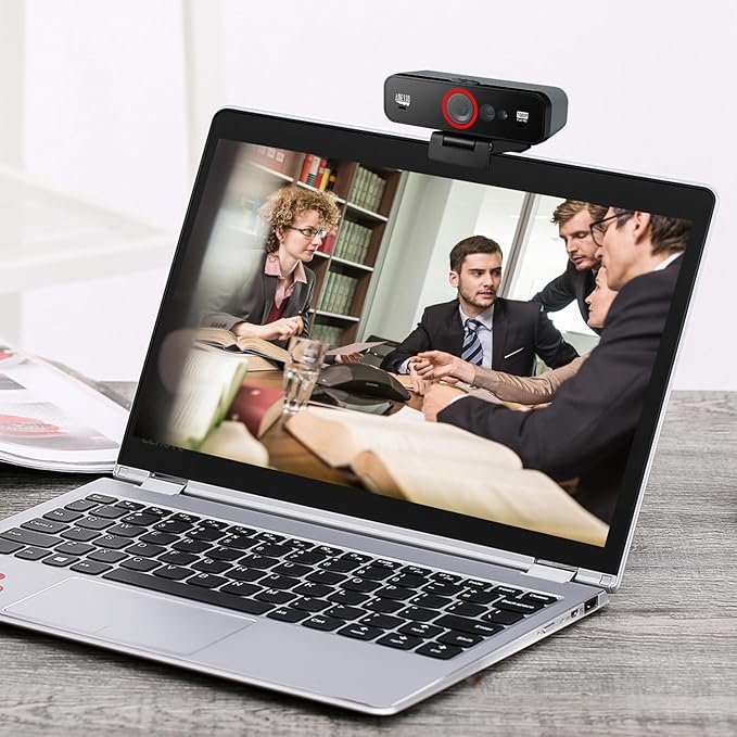 Adesso CyberTrack F1 1080P HD Fixed Focus USB Windows Hello Webcam, Camera for Desktop PC Built-in Dual Microphone, Privacy Shutter, Audio/Video Mode Privacy ON/Off Switch & Tripod Mount