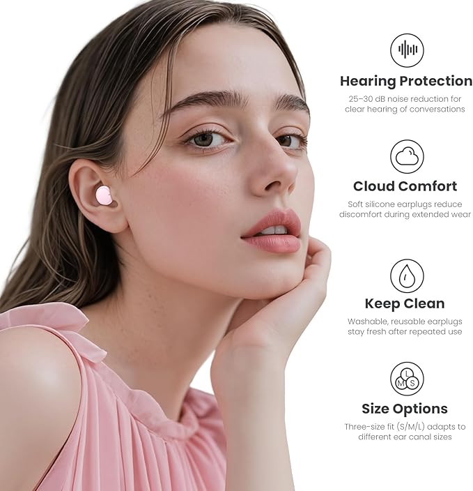 Earplugs for Sleeping,Reusable Earplugs for Noise Reduction 30dB with Carrying Case,Hearing Protection Ear Plugs for Concert,Focus,Working,Studying&Sound Reduction
