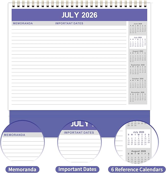 2026 Desk Calendar - Desktop Calendar 2026, Jan. 2026 - Dec. 2026, 12 Months Desk Calendar 2026, Standing Flip Calendar 2026, 9.8" x 8.3", Thick Paper