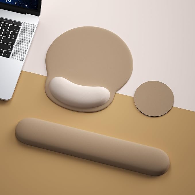 Mouse Pad with Keyboard Wrist Rest,Ergonomic Mouse Pad Wrist Support PU Base with Coaster,Mousepad with Nonslip Base for Computer Laptop Keyboard Home&Office