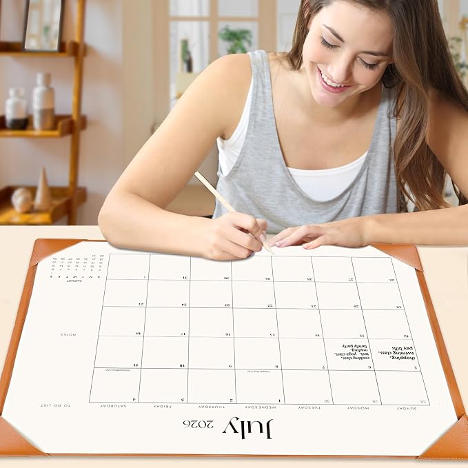 Desk Calendar 2026-2027 with Desk Mat – 22" x 17" Large Desk Pad Calendar Runs from July 2026 to December 2027, Office Supplies Desktop Monthly Calendar for Home & Office
