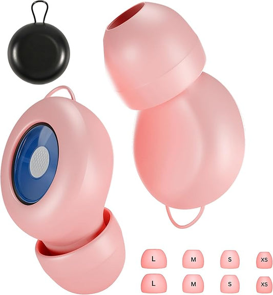 Silicone Ear Plugs for Sleeping Noise Cancelling, (28dB SNR) Reusable Earplugs for Sleeping with 8 Ear Tips Concert Ear Plugs, Travel, Work, Motorcycle & Hearing Protection with Case (Pink)