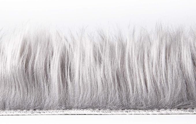 Ashler faux fur rug, Fluffy Shaggy Area Rug Ultra Soft 2 x 2.9 Feet Rectangle Fur Rug Grey Fuzzy Rug Machine Washable Shag Rug, Nursery Decor Throw Rugs for Bedroom, kids room, Living Room