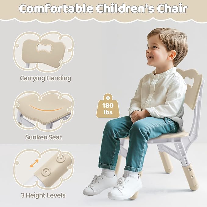 DOREROOM Toddler Table and 2 Chairs Set, Marble Top, No-Screw Legs, Natural | Graffiti Desktop, 31.5"L x 23.6"W, Frameless, Kids Ages 3-8, FSC-certified, Children Activity for Daycare, Classroom, Home