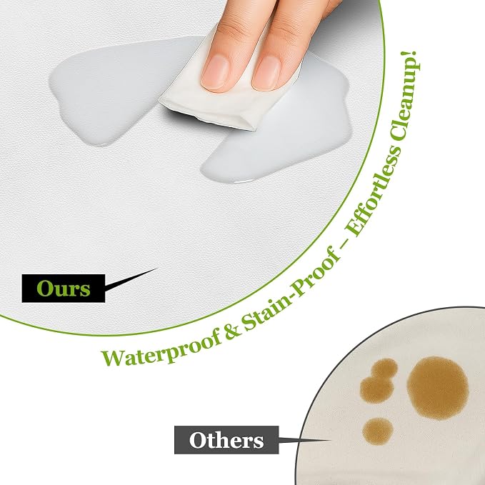 Warmstar Leather Table Cover 42 x 96 Inch, 1.8MM Thick PVC Table Protector Waterproof, Desk Cover Protector Non-Slip Table Pad for Kitchen, Dresser, Gaming Desk,Dining Room Table，White