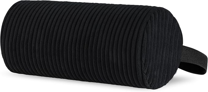 HIGOGOGO Lumbar Roll Lumbar Support Pillow for Office Chairs, Cars, and Gaming Chairs, Back Cushion with Washable Cover & Adjustable Strap to Relieve Back Pain and Improve Posture, 11"x6"x5", Black