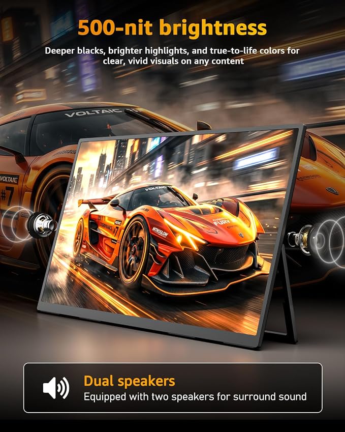 Yodoit Portable Monitor for Laptop 23.8" 144Hz 1080P Travel Gaming Monitor Screen IPS Display with USB Type C Port and Built-in Speakers Compatible with PC, Xbox Black