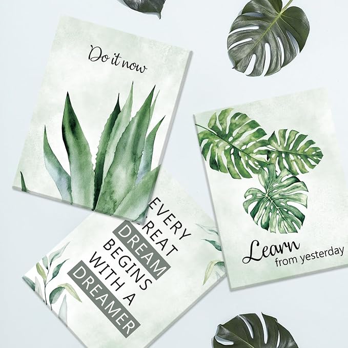 CHDITB Botanical Canvas Wall Art, Sage Green Plant Wall Decor, Inspirational Quotes Framed Poster, Watercolor Eucalyptus Artwork, Boho Mental Health Prints For Office Living Room Bedroom Decor 12”X16”X6