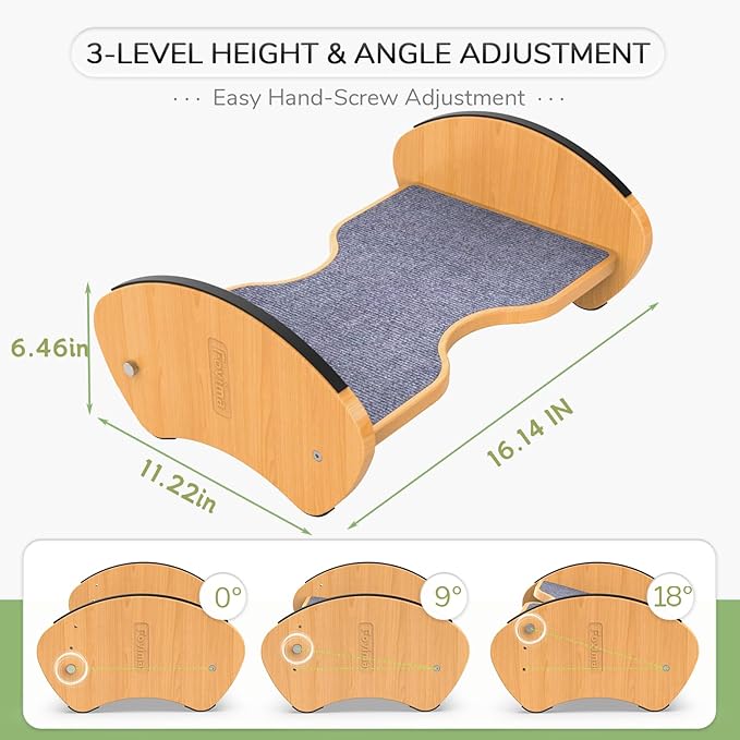 Bamboo Foot Rest for Under Desk - Fovima 2-in-1 Adjustable & Reversible Ergonomic Footstool, Permanent Dual-Sided Cushion, Tool-Free Height & Angle Adjustment