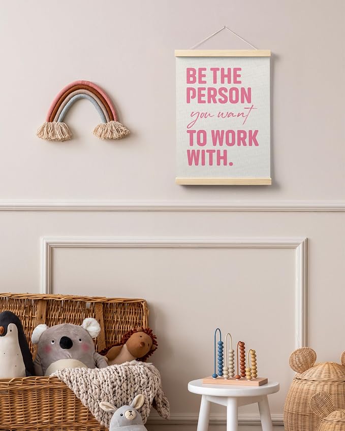 FGFK Pink Be the Person You Want to Work with Inspirational office Framed hanging Canvas wall art Poster Prints decor for women,Motivational posters office decorations for work,12x16 Inch
