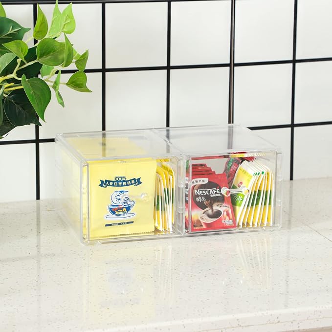 Cq acrylic Clear Stacking Make Up Organizers and Storage With 2 Drawers,4.7" Tall Acrylic Medicine Cabinet Organizer,Plastic Desktop Drawers Organizer for Vanity, Undersink, Kitchen Cabinets,Bathroom
