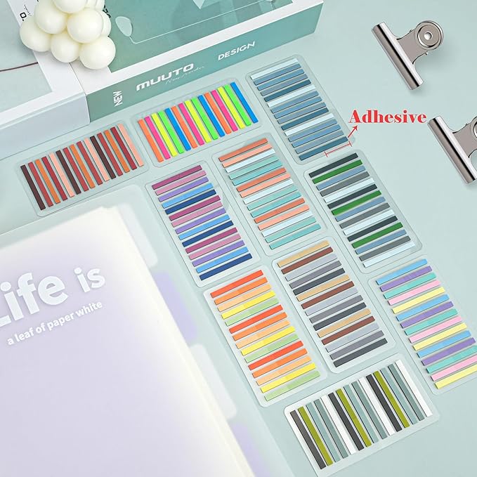 Temiary 3000Pcs Reusable Transparent Highlighter Tape, Short Highlighting Strips Index Tabs, Aesthetic Sticky Notes for Office School Supplies