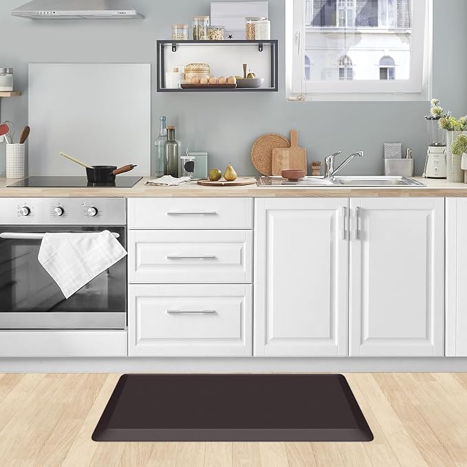 KitchenClouds Kitchen Mat Cushioned Anti Fatigue Kitchen Rug Non Slip Standing Mat Comfort Floor Mats for Sink Office (17.3"x60"- 0.8inch)