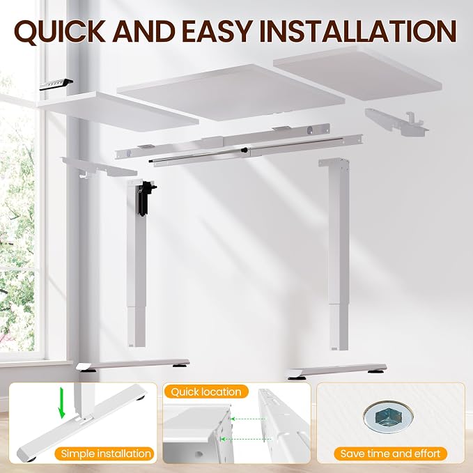 Veken 63" x 28" Super Large Standing Desk, Height Adjustable Electric Computer Desk, Sit to Stand Up, Modern Workstation for Home Office, Walking Pad, Writing, Gaming Bedroom Study, White
