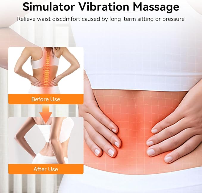3-in-1 Electric Lumbar Support Pillow, Triple Fusion Back Massager with Heat, Vibration and Stretch, Ergonomic Lower Back Massager for Pain Relief Deep Tissue, Ideal for Car Bed Office Chair Travel