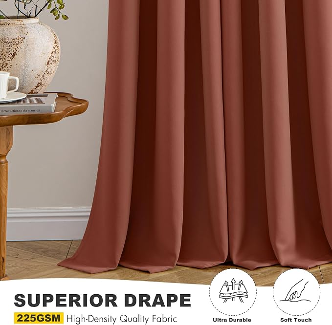 MIULEE Blackout Curtains for Bedroom Living Room 2 Panels, Thermal Insulated Room Darkening Drapes Grommet Noise Reducing Light Blocking Window Treatments 84 Inches Long 40x84 Inch Terracotta