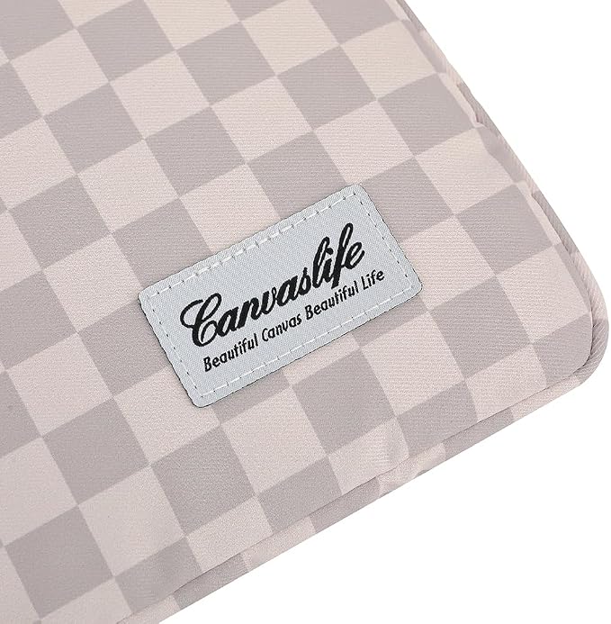Canvaslife Neutral Checker Pattern 13 inch Canvas Laptop Sleeve with Pocket 13 inch 13.3 inch Laptop 13 case13 Sleeve