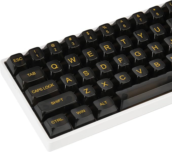 Guffercty kred 61 Keys Black Clear Keycap Set, Transparent Black Keycaps 60 Percent PC Material OSA Profile Only for 60% Keyboard(Obsidian-OSA)
