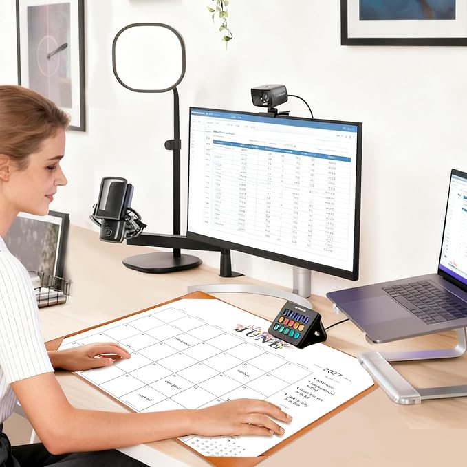 Desk Calendar 2026-2027 - 18 Month Desktop Calendars (Jan 2026–Jun 2027),Large 22x17 Monthly Calendar with Home & Office Floral Desk Pad Calendars (Brown, 22 * 17)