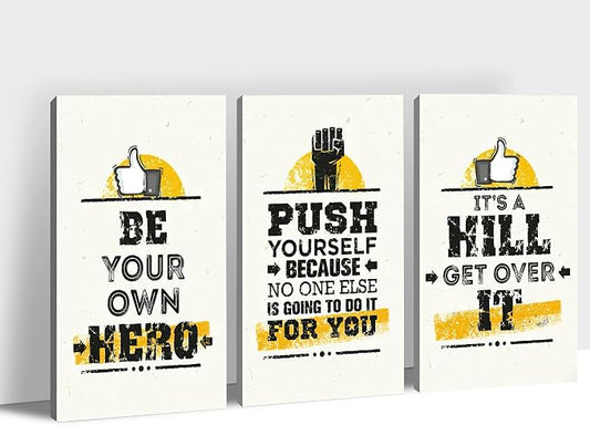 Office Wall Art-3 Panel Motivational Canvas Art for Home Office, Inspirational Quote Wall Decor, Entrepreneur Words Poster Frame 16'x24'x3Pcs