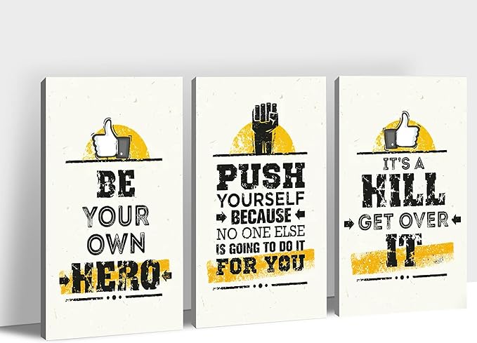 Office Wall Art-3 Panel Motivational Canvas Art for Home Office, Positive Quote Wall Decor, Entrepreneur Words Poster Frame 20'x30'x3Pcs